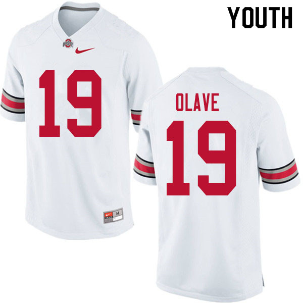 Ohio State Buckeyes Chris Olave Youth #19 White Authentic Stitched College Football Jersey